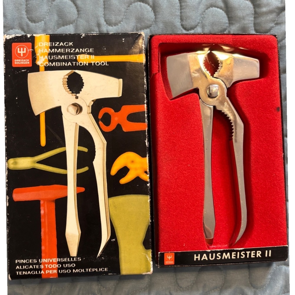 Dreizack Solingen Hausmeister II Combination Tool Hammer Pliers Axe Germany Box